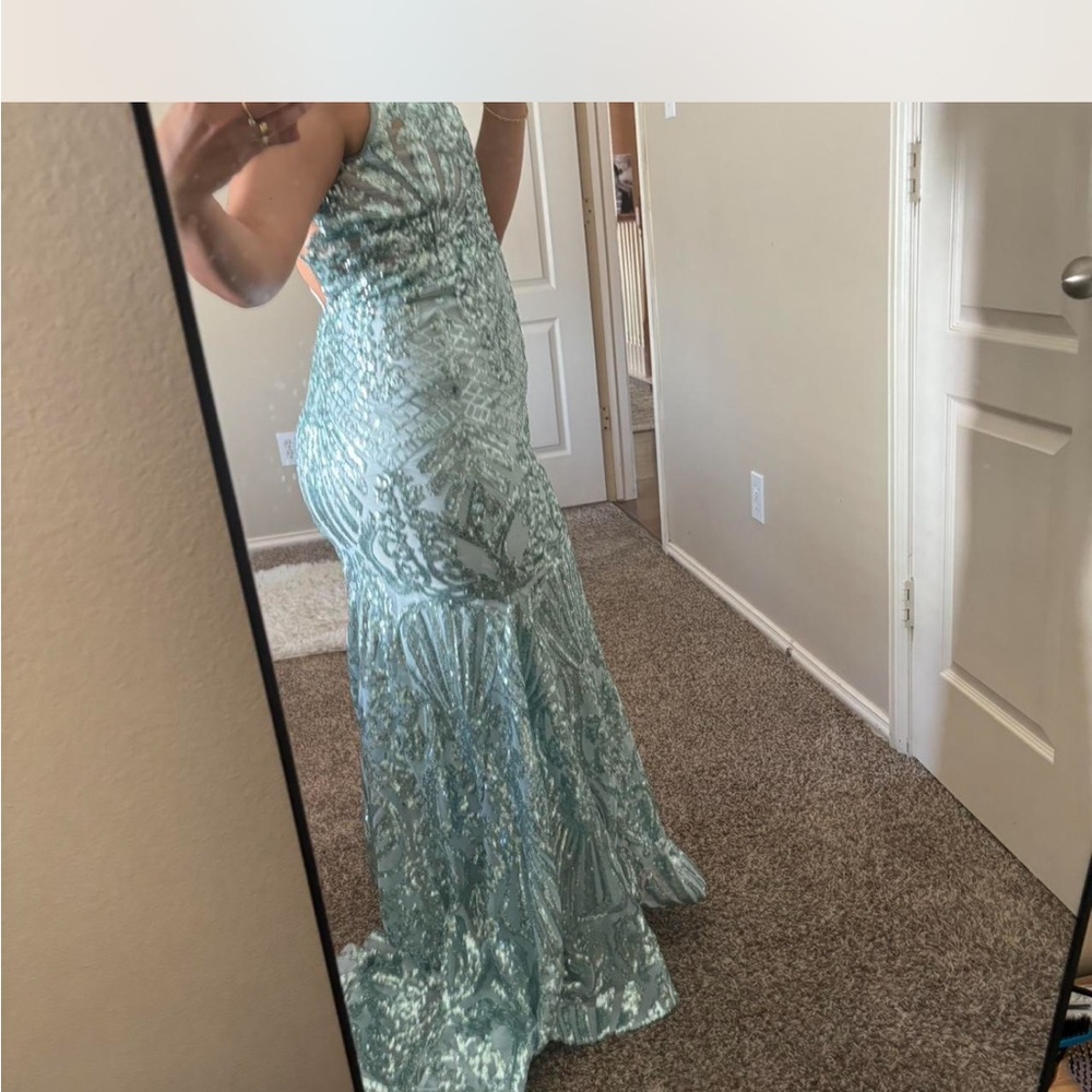 Green Halter Backless Gown for Prom